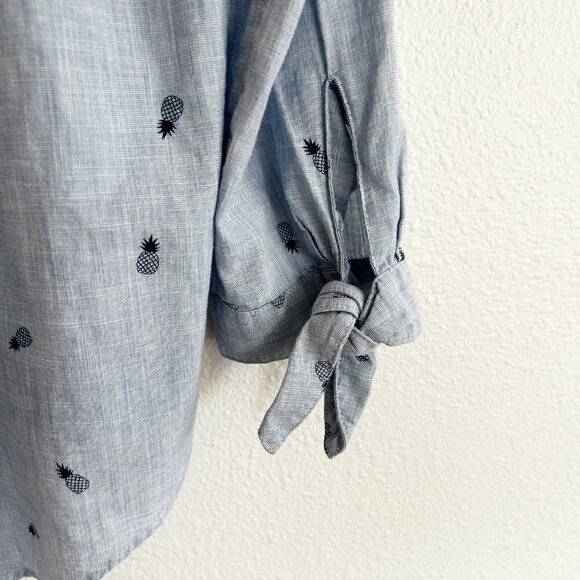 Madewell Shrunken Trapeze Pinneapple Chambray Button Down Shirt Sz S - Picture 7 of 9